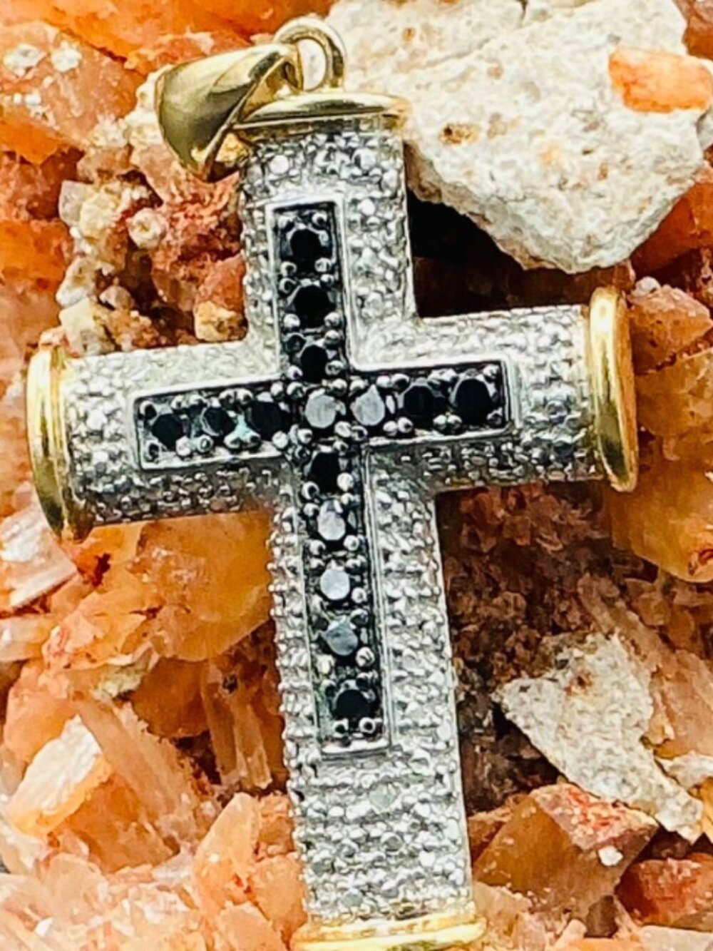 Vintage Sterling Silver & Vermeil Cross R162